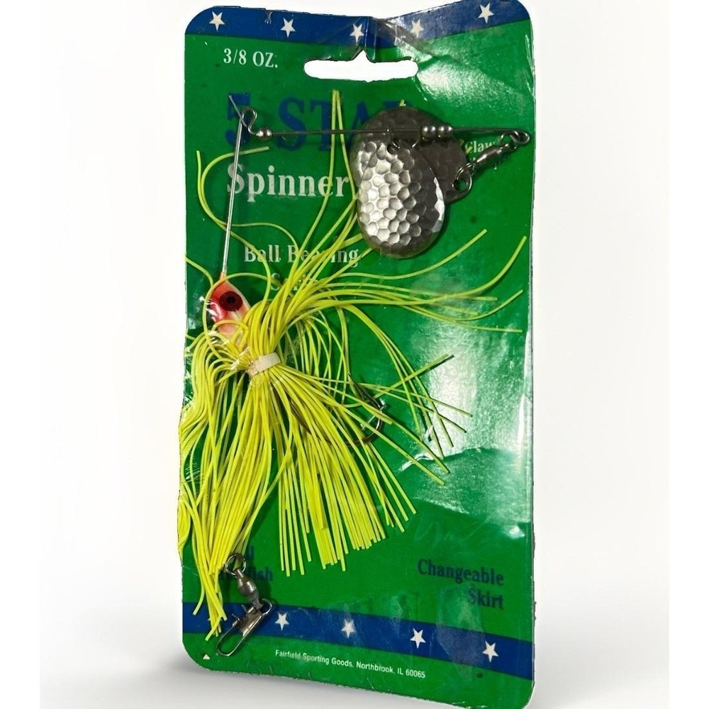 Vintage 5 Star 3/8 Oz Spinnerbait Eagle Claw Lazer Sharp NIP Chartreuse